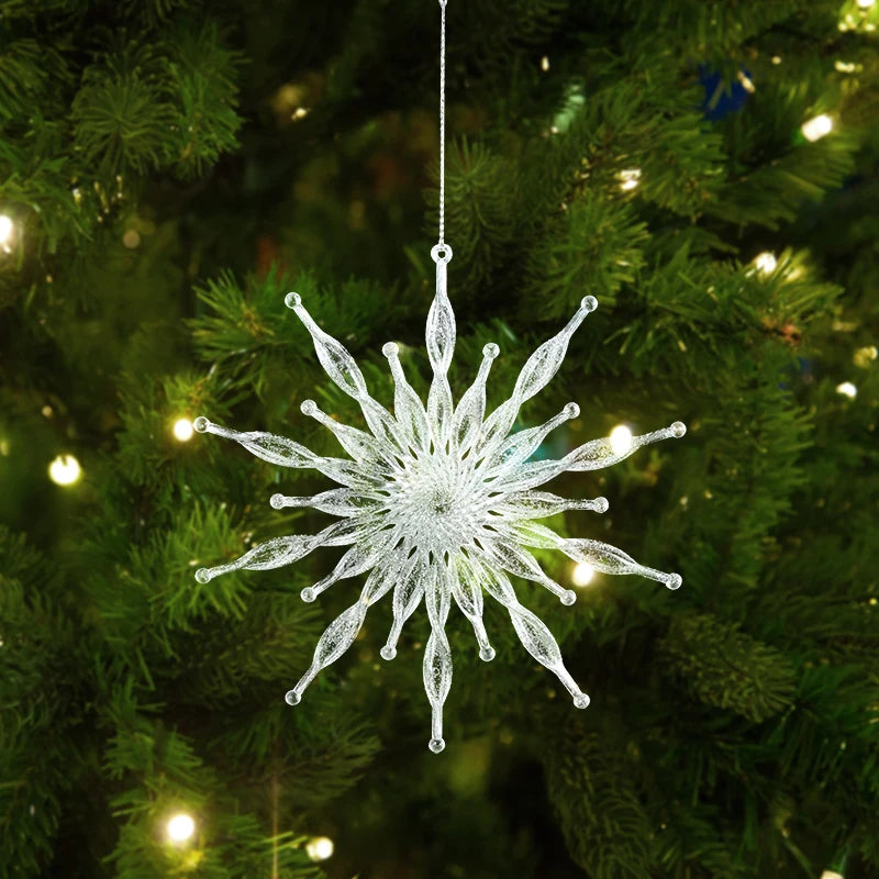 Xmas Tree Transparent Snowflake Hanging Ornaments