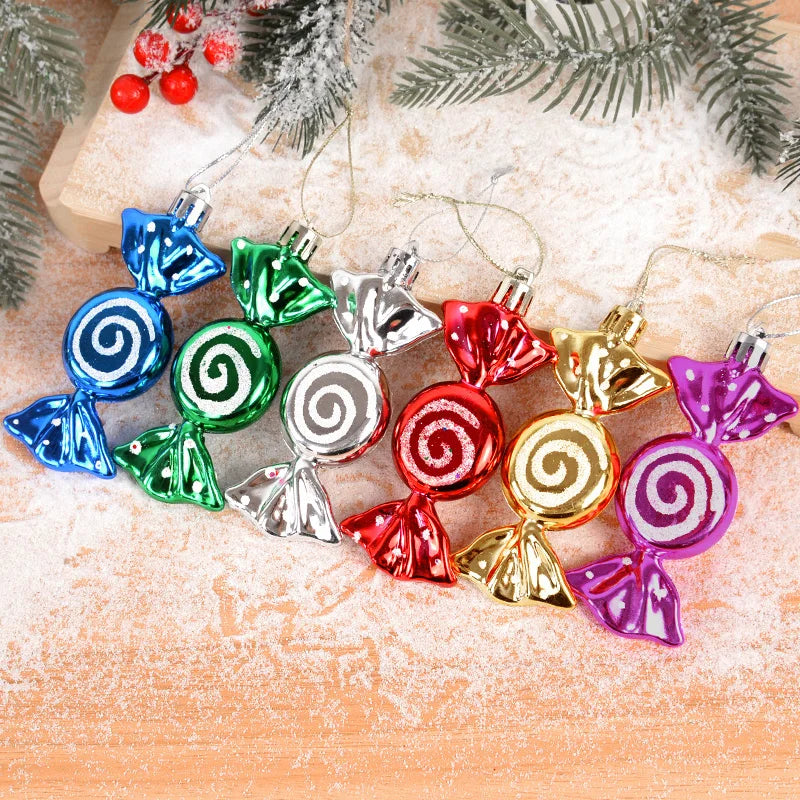 6pcs/box Christmas Candy Pendant Xmas Tree Hanging Ornaments