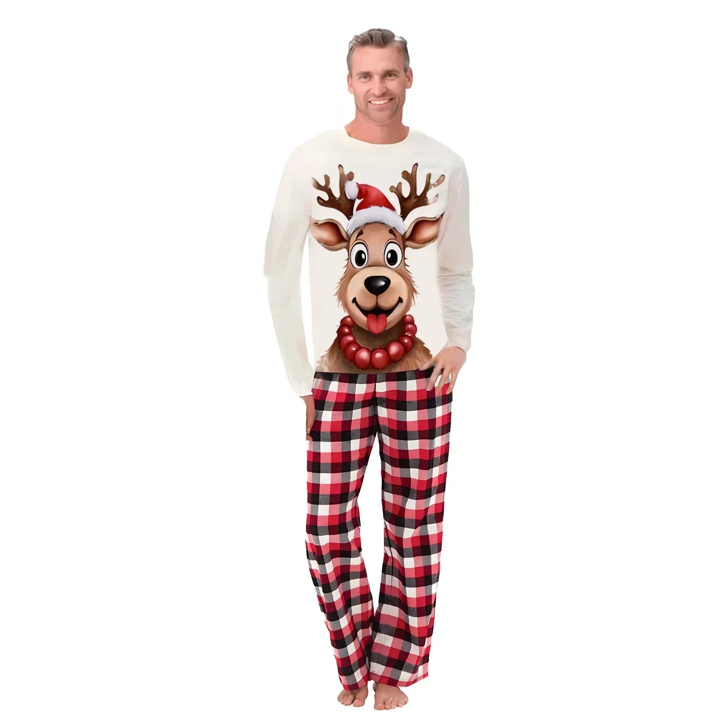 Family Christmas Look Elk Print Pajamas Set