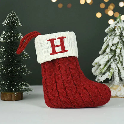 Name Letter Christmas Socks Red Snowflake
