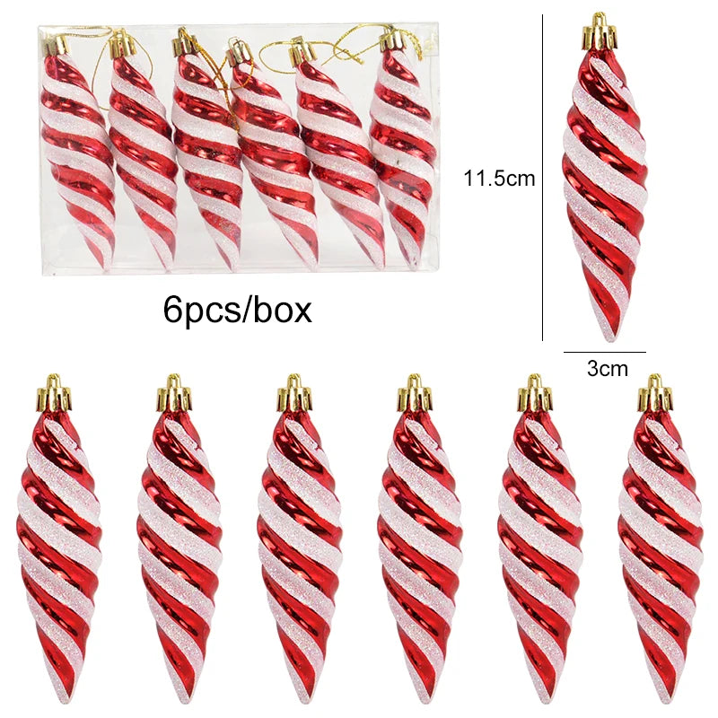6pcs/box Christmas Candy Pendant Xmas Tree Hanging Ornaments