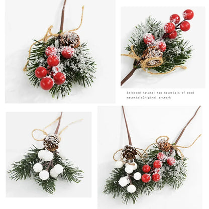 5Pcs Christmas Red Berry Articifial Flower Pine