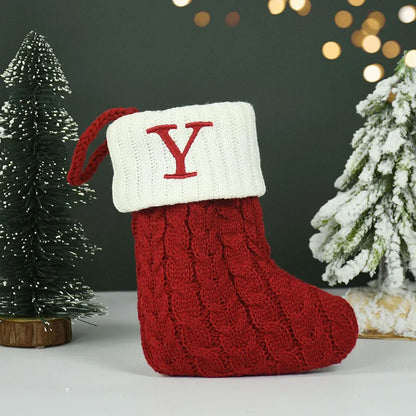 Name Letter Christmas Socks Red Snowflake